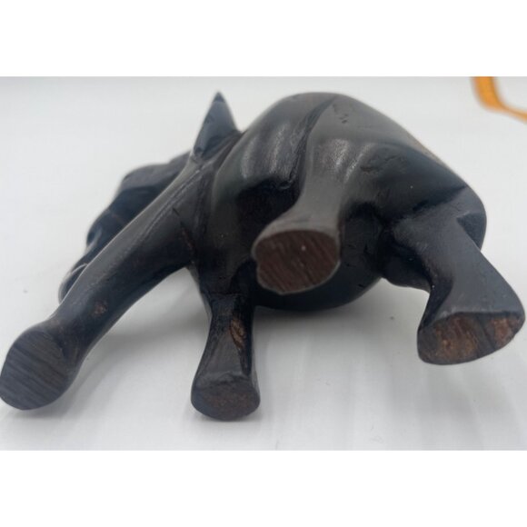 Hand-Carved African Ebony Wood Elephant Figurine 4”x4” - Picture 6 of 6